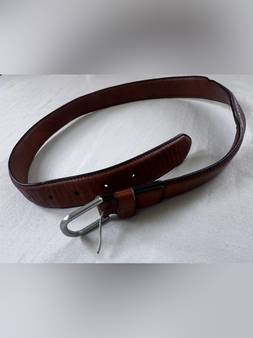Classic Brown Leather Belt with Silver Buckle boys size M
